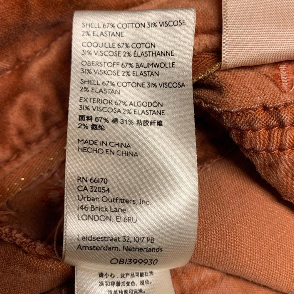 Pilcro Rust/Copper Velvet Embroidered Pants, 27 - Picture 7 of 8